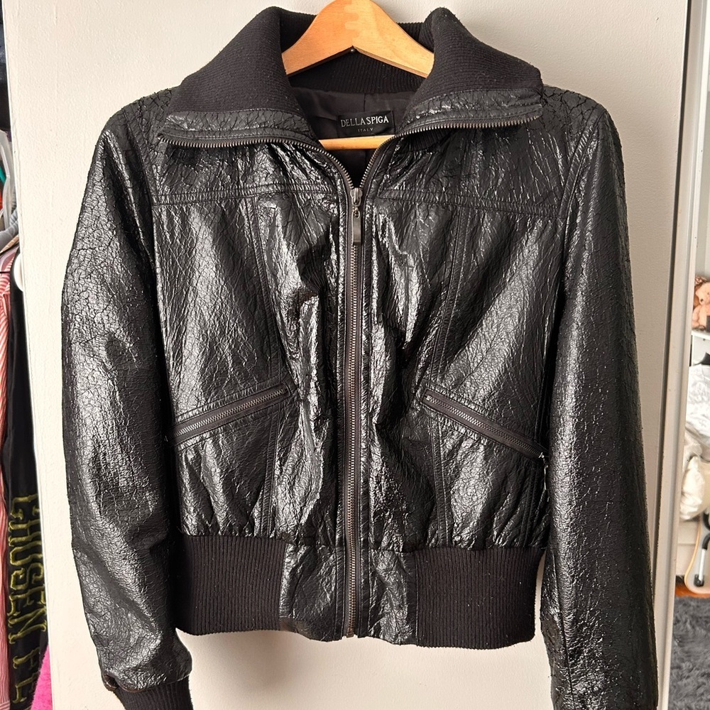 Via Spiga vegan cracked leather bomber jacket - Picture 12 of 14